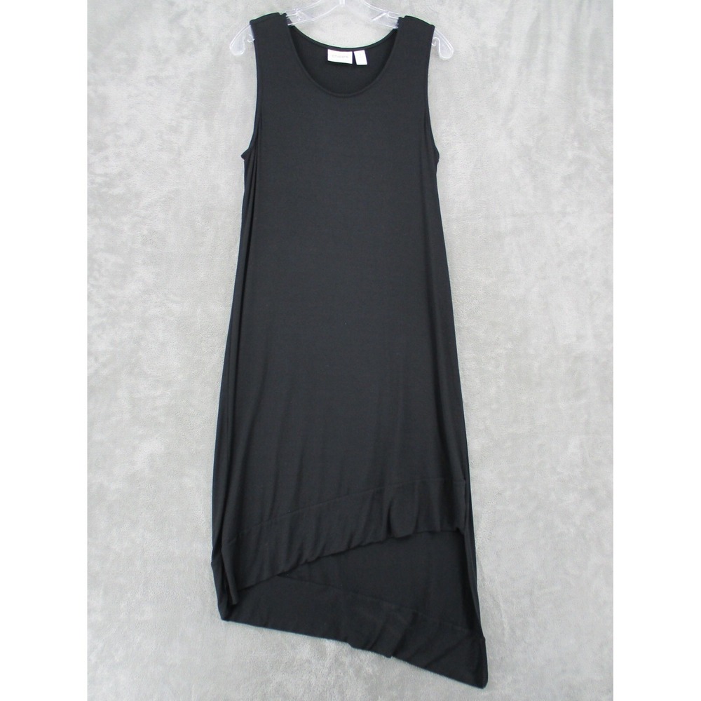Chicos Dress Womens Size 1 M Slinky Knit Asymmetric Hem Maxi Travel Minimalist
